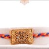 Dimaond Flower Rakhi with Red-Blue Handcrafted Thread 3