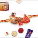 Peacock Rakhi with Red-Yellow Thread 4