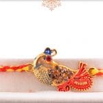 Peacock Rakhi with Red-Yellow Thread 3