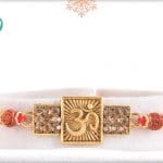 Divine OM rakhi with Diamonds and Rudraksh 3