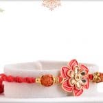 Elegant Flower Rakhi with Rudraksh 5