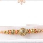Handcrafted Golden Bead Rakhi 3