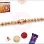 Golden Bead Rakhi with Diamond Rings 4
