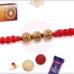 Uniquely Knotted Golden OM Bead Rakhi 4