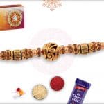 Antique Golden Bead Rakhi with Diamond Rings 6