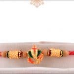 Golden Ganesh Rakhi with Sandalwood Beads 3