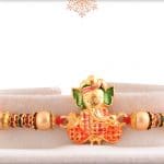 Golden Ganesh Rakhi with Diamonds 3