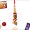 Designer Golden Beads with Leaf Lumba Rakhi 2