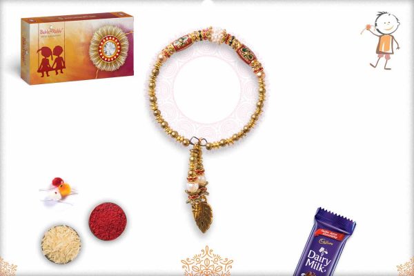 Hamsa Shape Enamel Bhaiya Bhabhi Lumba Bracelet Rakhi With Roli Chawal – I  Jewels