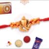 Golden Ganeshji Rakhi with Uniquely Knotted Beads 4