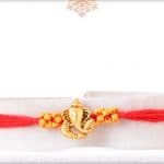 Golden Ganeshji Rakhi with Uniquely Knotted Beads 3