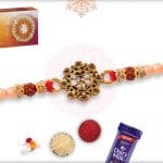 OM Rakhi with Rose Gold Beads 4