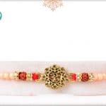 OM Rakhi with Rose Gold Beads 3
