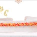 Uniquely Knotted Yellow-Red Thread Rakhi 3