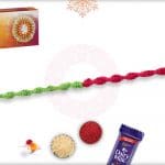Uniquely Knotted Pink-Green Thread Rakhi 4