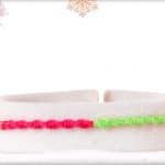 Uniquely Knotted Pink-Green Thread Rakhi 3