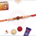 Uniquely Knotted Rudraksh Rakhi with Diamonds and Pearls 4