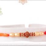 Uniquely Knotted Rudraksh Rakhi with Diamonds and Pearls