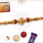 Golden Bead with Rudraksh Rakhi 4