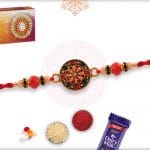 Red Meenakari Rakhi with Diamonds and Beads 4