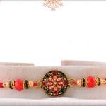Red Meenakari Rakhi with Diamonds and Beads 3