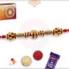 Designer Golden Bead Rakhi with Handcrafted Thread 4