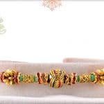 Designer Golden Bead Rakhi with Handcrafted Thread
