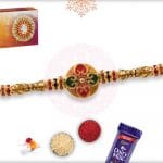 Stunning Meenakari Golden Rakhi with Diamonds 4