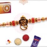 Divine Ganesh Rakhi with Red Beads 4