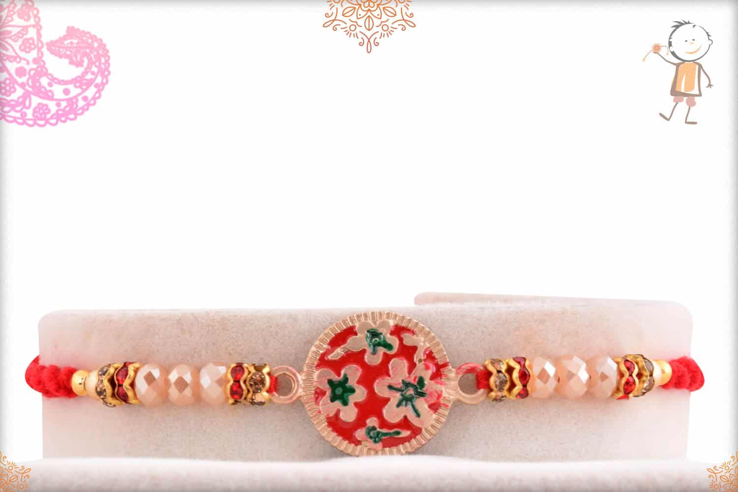 Unique Flower Mauli Rakhi with Beads 1
