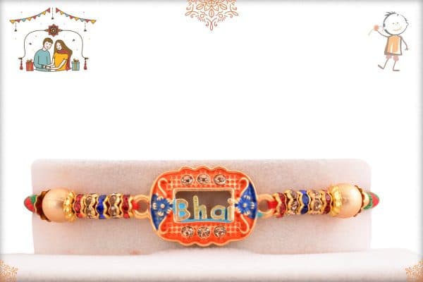 Bhai Rakhi with Diamonds and Beads