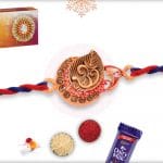Beautiful OM Rakhi with Red and Blue Thread 4
