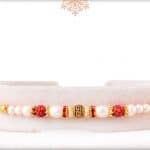 Elegant Pearl Rakhi with Designer Golden Beads 3