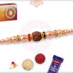 Elegant Pearl Rakhi with Golden Beads 4