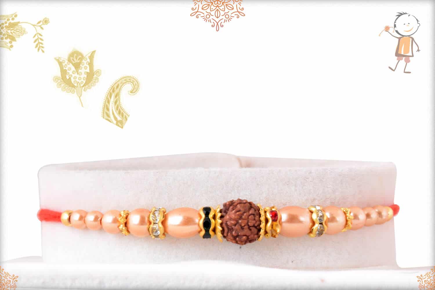Elegant Pearl Rakhi with Golden Beads 1