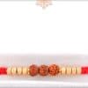 Uniquely Knotted Three Rudraksh Rakhi with Golden Beads 3