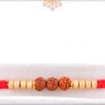 Uniquely Knotted Three Rudraksh Rakhi with Golden Beads 3