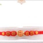 Uniquely Knotted Rudraksh Rakhi with Aromatic Sandalwood Bead 3