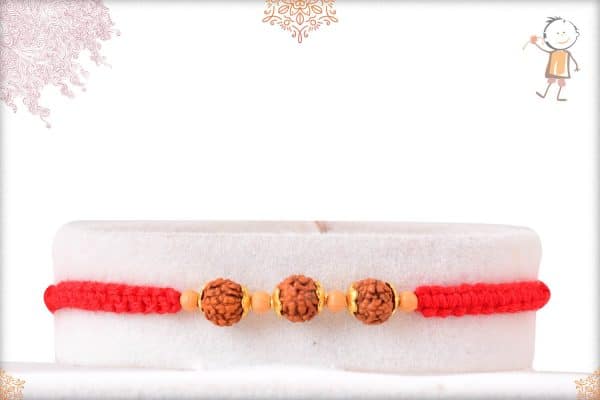 Uniquely Knotted Three Rudraksh Rakhi