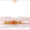 Elegant Rudraksh White Thread Rakhi with Golden Beads 3