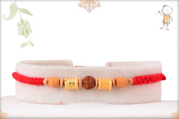 Rudraksh and Sandalwood Bead Rakhi with Uniquely Knotted Thread