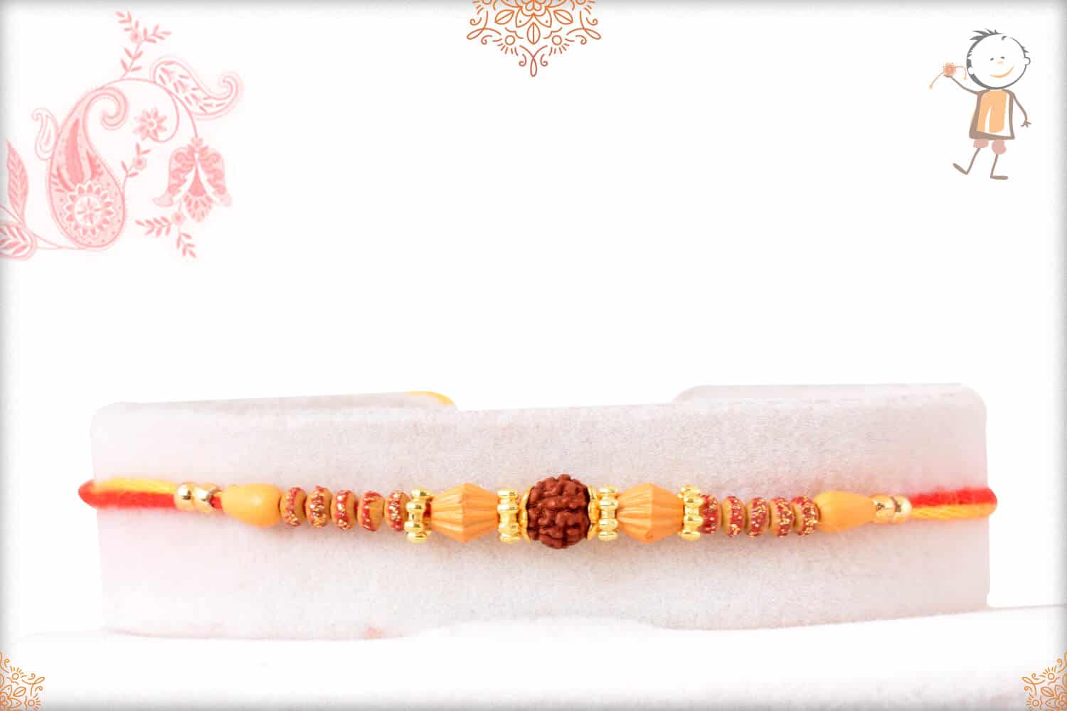 Traditional Rudraksh Rakhi with Beads 1