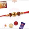 Elegant Rudraksh Rakhi with Golden Beads 4