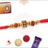 Elegant Rudraksh White Thread Rakhi with Golden Beads 4