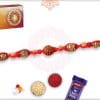 Elegant Rudraksh Mauli Thread Rakhi with Golden Beads 4