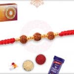Rudraksh and Sandalwood Bead Rakhi with Uniquely Knotted Thread 4