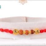 Handcrafted Rudraksh Rakhi with Golden OM Beads 2