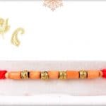 Delicate Sandalwood Beads Rakhi with Designer Golden Beads 3