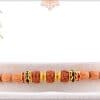 Handcrafted Sandalwood Beads with Three Rudraksh Rakhi 3