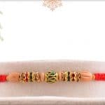 Designer Meenakari Bead with Handcrafted Sadalwood Bead Rakhi 3